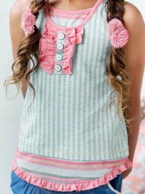 Matilda Jane | Fresh Air Layered Geometric Print Ruffle Button Cookie Tank Top
